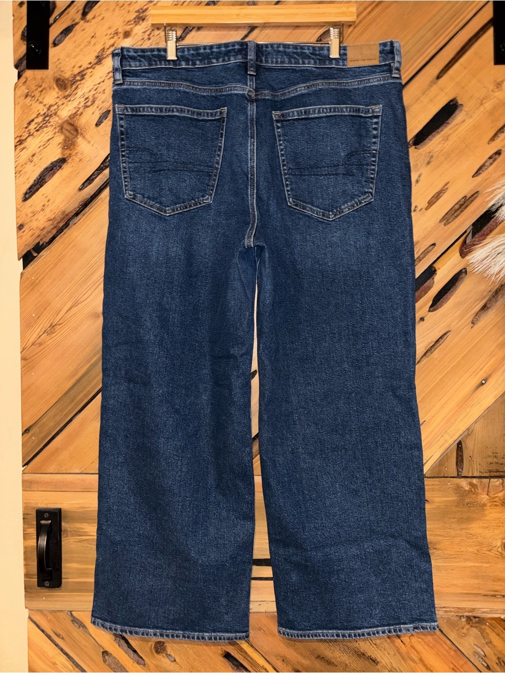 American Eagle Outfitters Dark Blue “stove pipe” wide leg Jeans